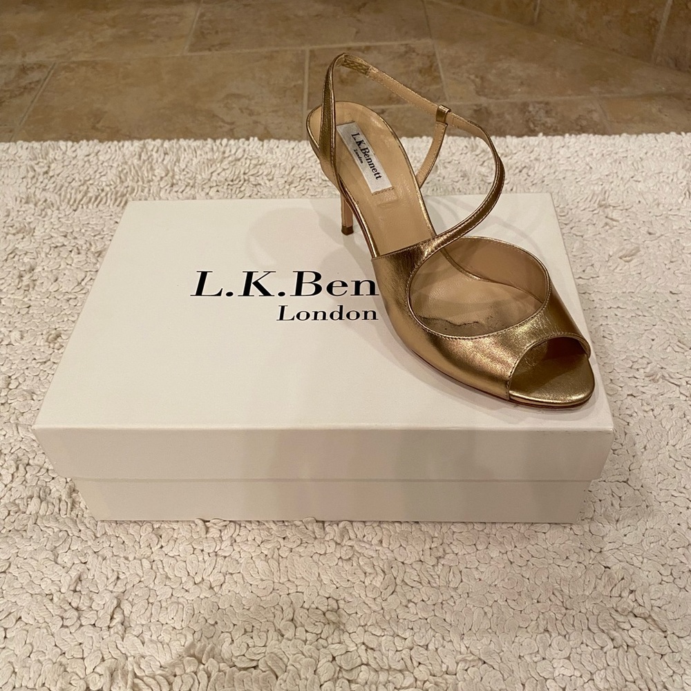 LK Bennett Gold Evening Sandals